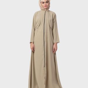 Full Zipper Koti Abaya – Beige
